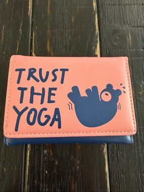 Pink "Trust The Yoga" Folded Wallet with Navy Graphic